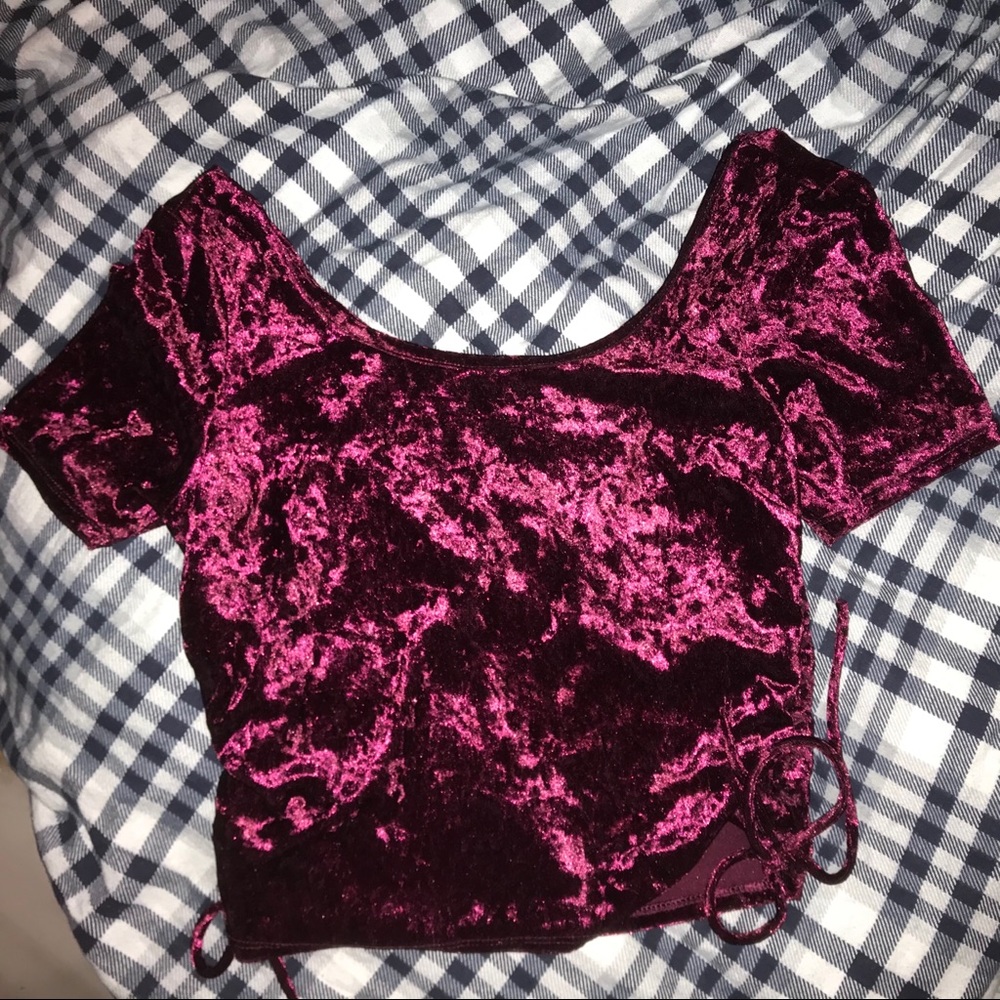 PACSUN LA HEARTS RED VELVET TOP